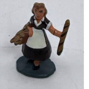 Vintage Hand Painted‎ Lead Miniature French Baker Woman Santon Figurine 1 Inch